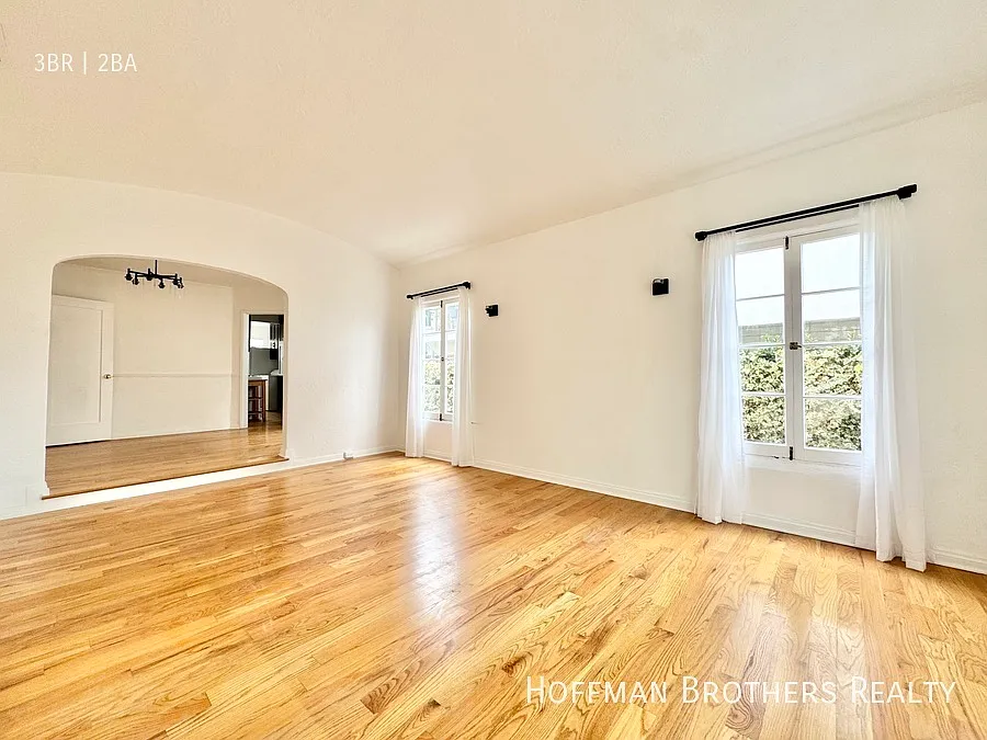 Bright Los Angeles living room with natural oak hardwood floors