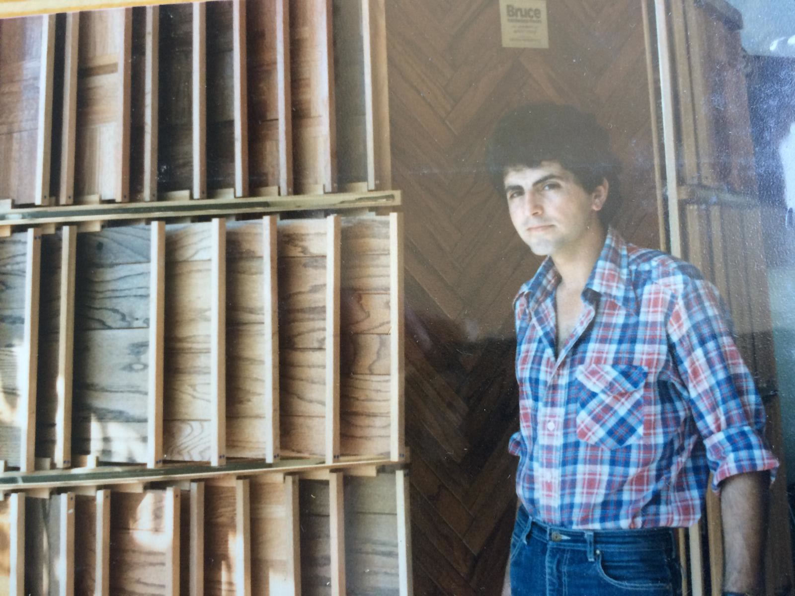 Danny with wood samples in 1989